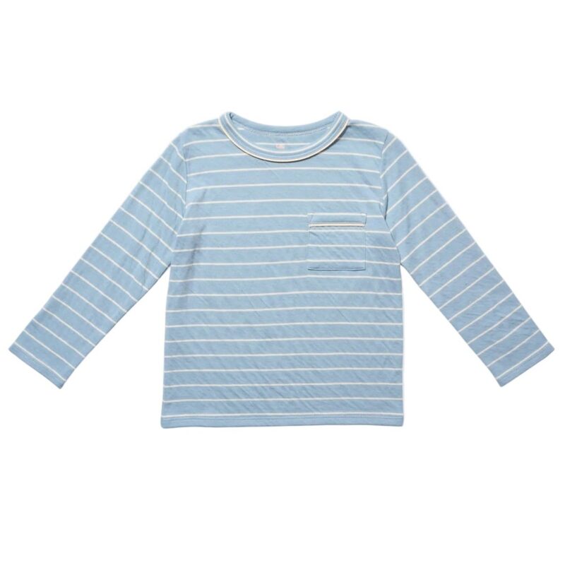 Edward T-Shirt in Dusty Blue Fine Stripe Oso & Me