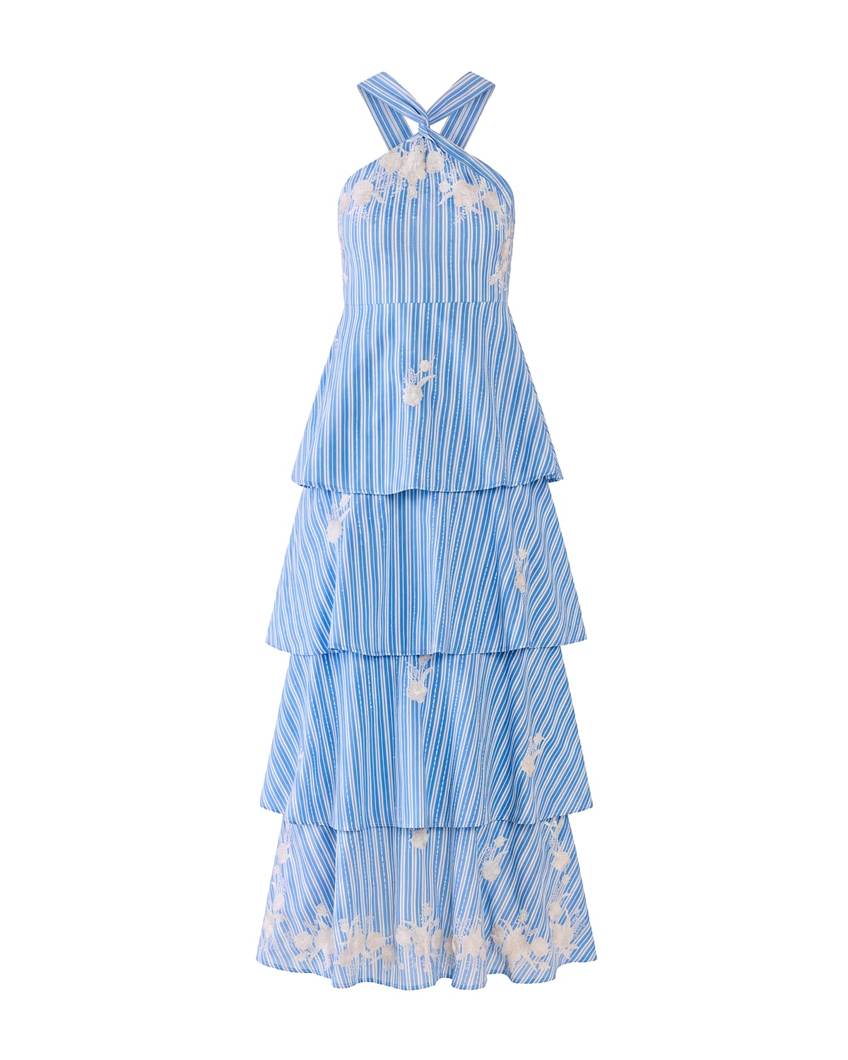 Emma Tiered Dress in Bluebell Beaded Stripe EDDY