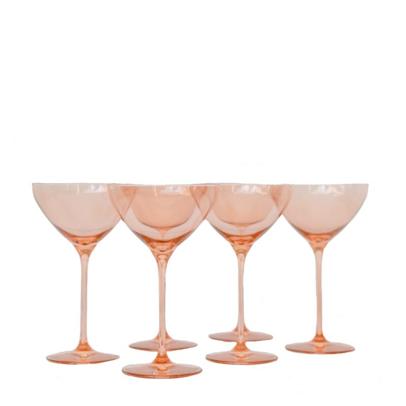 Estelle Colored Martini Glass in Blush Pink, Set of 6 Estelle Colored Glass
