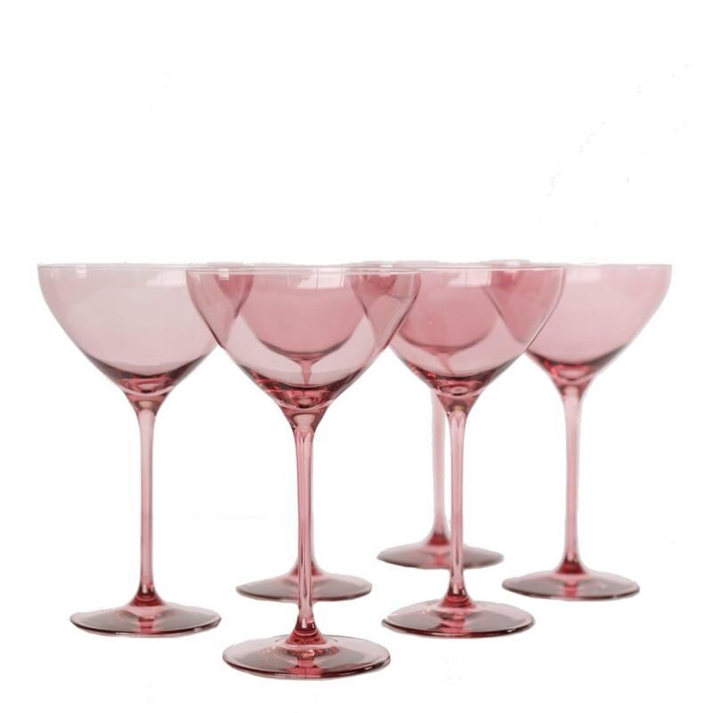 Estelle Colored Martini Glass in Rose, Set of 6 Estelle Colored Glass