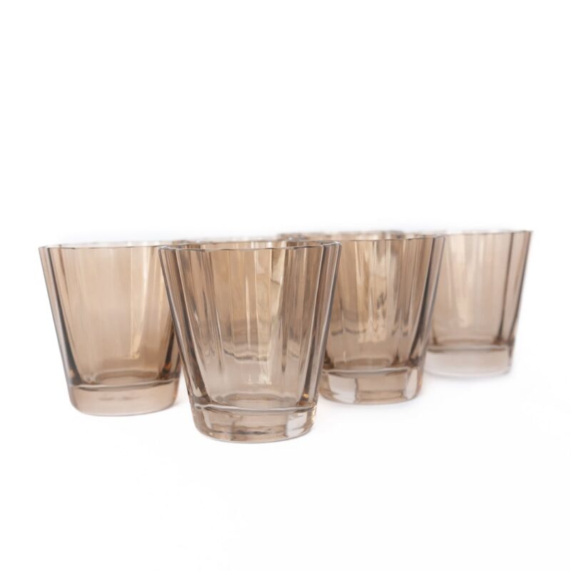 Estelle Colored Sunday Low Balls, Set of 6 in Amber Smoke Estelle Colored Glass