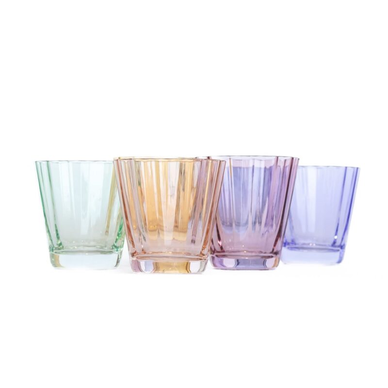 Estelle Colored Sunday Low Balls, Set of 6 in Pastel Mixed Set Estelle Colored Glass