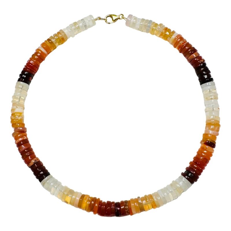 Fire Opal Heishi Necklace Theodosia Jewelry