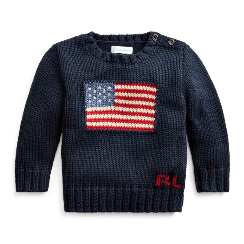 Flag Cotton Crewneck Sweater Ralph Lauren