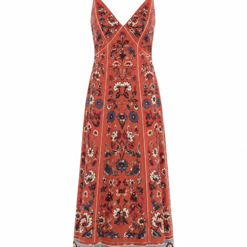 Floral Beauty Tapestry Blush Pink Maxi Slip Dress Farm Rio