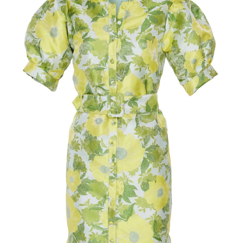 Georgina Dress Citron Garden Jacquard Abbey Glass