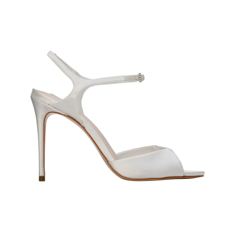 Geri 100 Sandal in White Satin Black Suede Studio