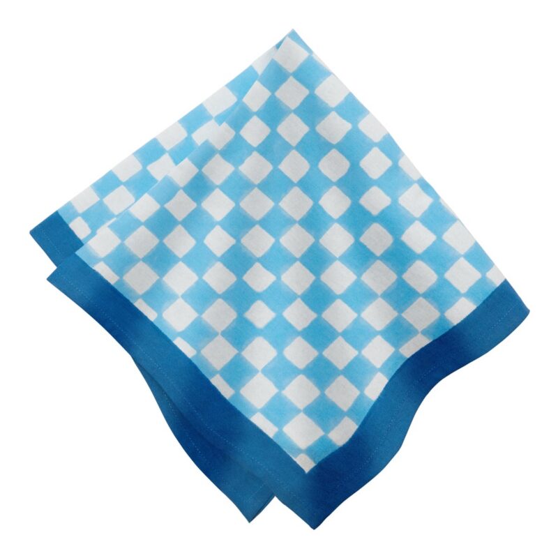 Gingham Check Blue/Blue Napkins, Set of 4 Caravan