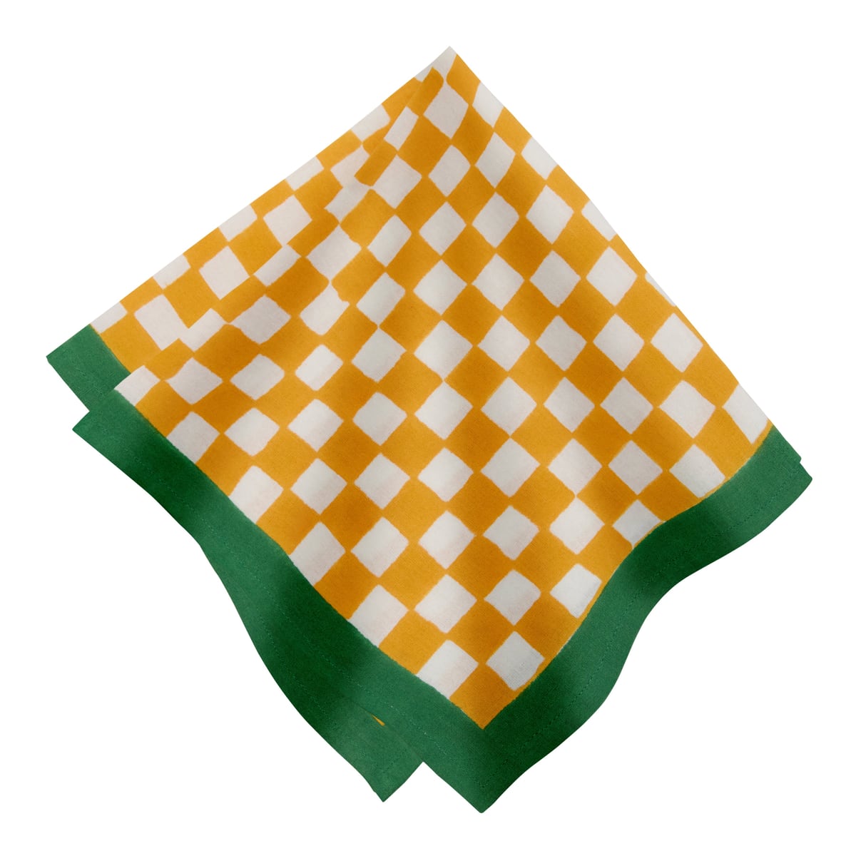 Gingham Check Mustard/Green Napkins, Set of 4 Caravan