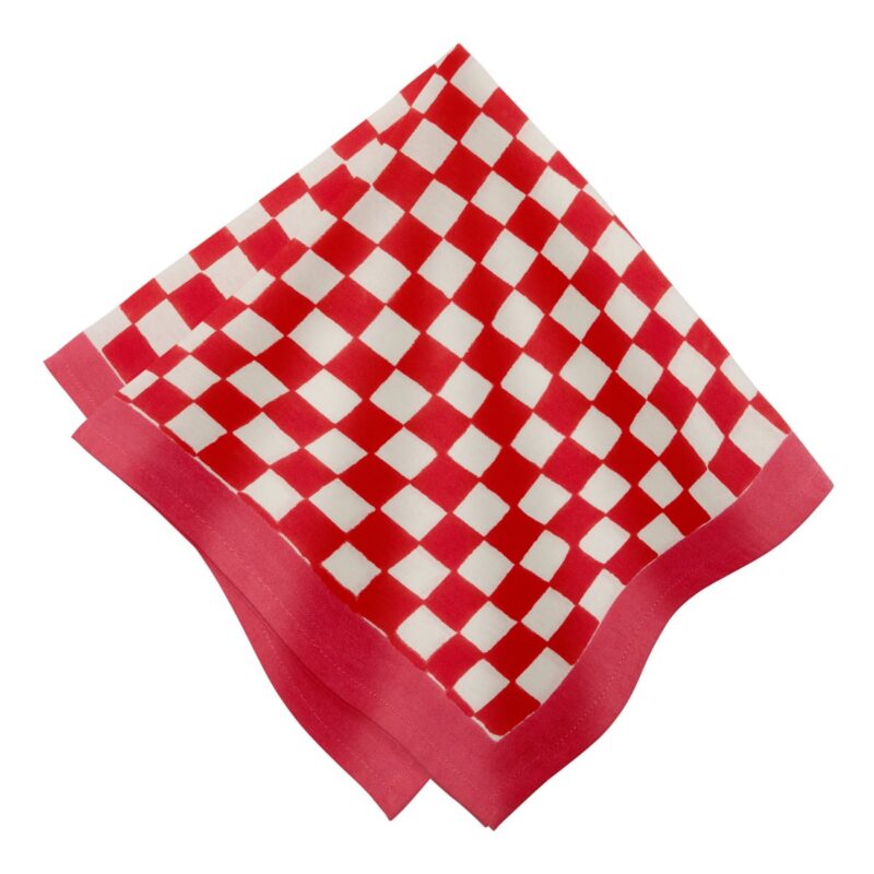 Gingham Check Red/Pink Napkins, Set of 4 Caravan