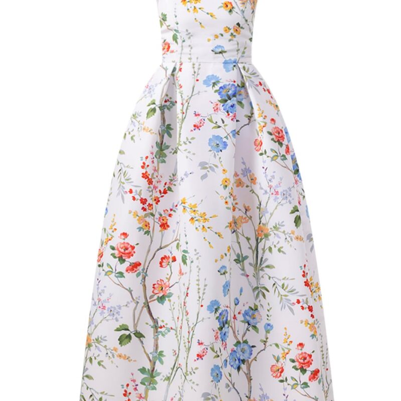 Grace Garden Reverie Silk Faille Ball Gown in White Floral Alexia Maria