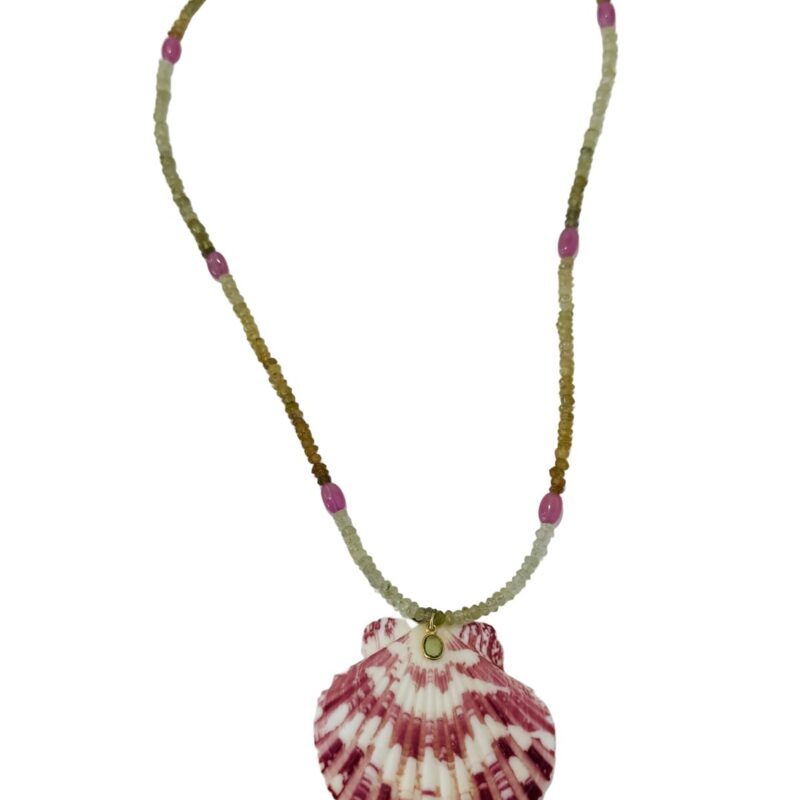 Grossular Garnet Necklace with Shell Pendant Theodosia Jewelry