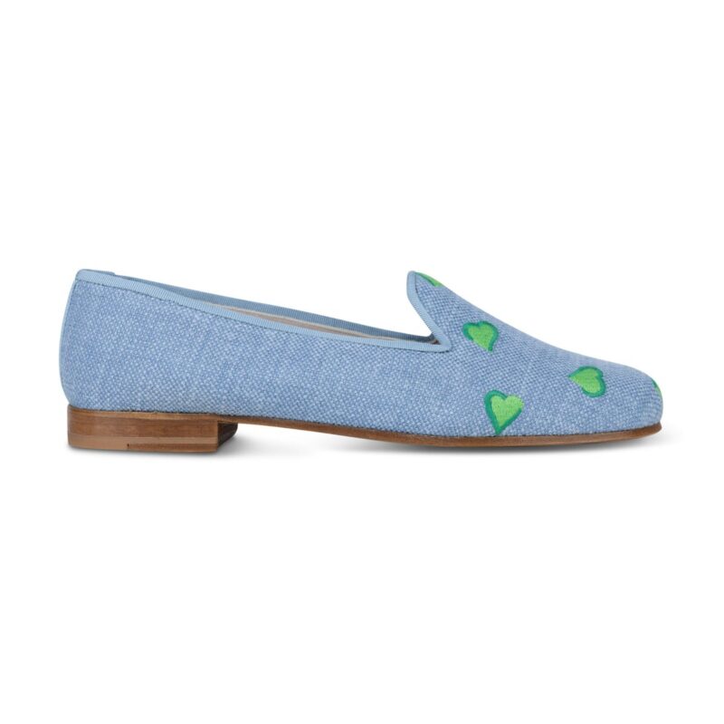 Hearts Chambray Linen Slipper Stubbs & Wootton