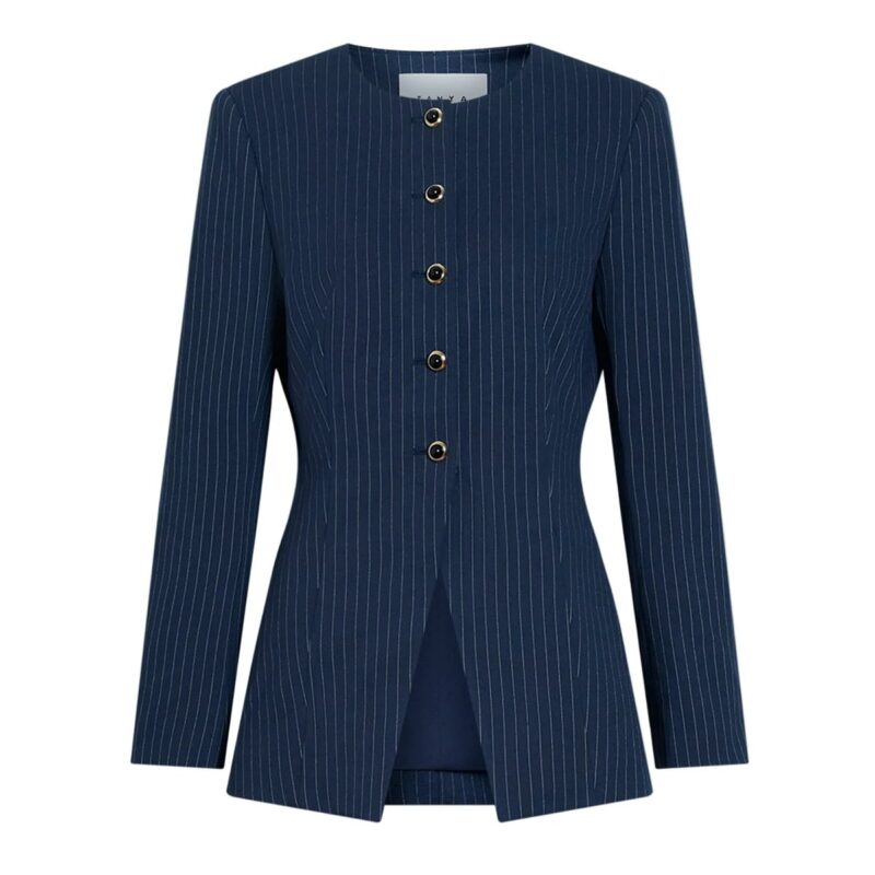 Heather Blazer in Midnight/Cream Multi Tanya Taylor