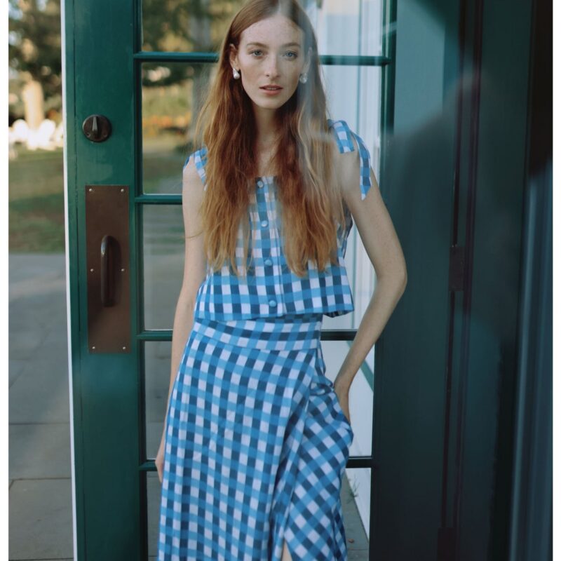 Helena Midi Wrap Skirt in Cape Gingham Louise New York