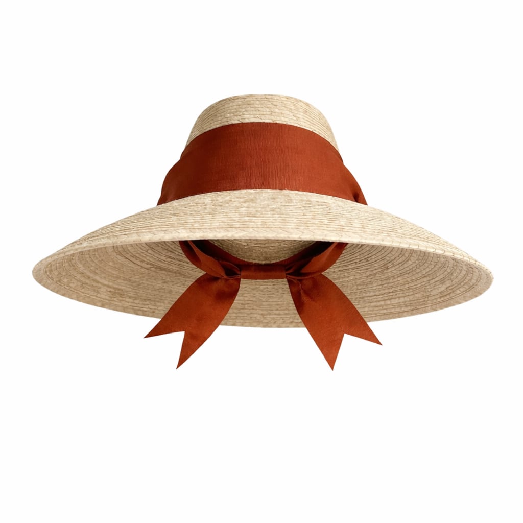 Hollyhock Sun Hat in Wide & Short Rust/Burnt Orange Grosgrain Ribbon Sarah Bray Bermuda