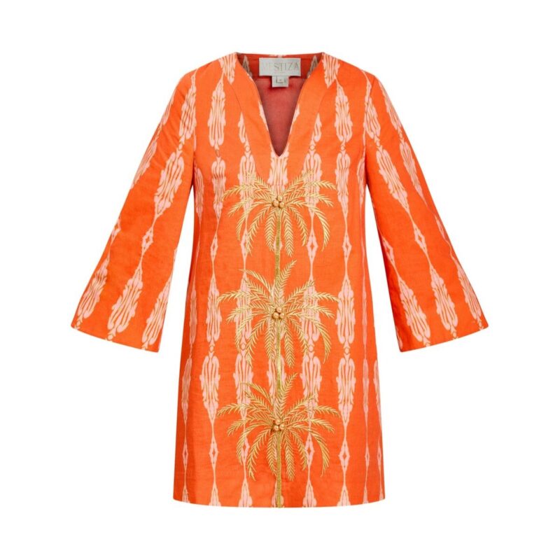 Ines Caftan Mini Dress in Hibiscus Mosaic Mestiza New York