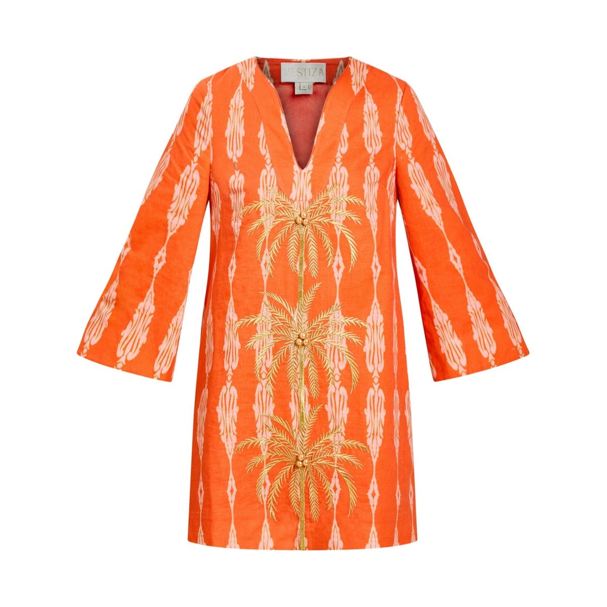 Ines Caftan Mini Dress in Hibiscus Mosaic Mestiza New York