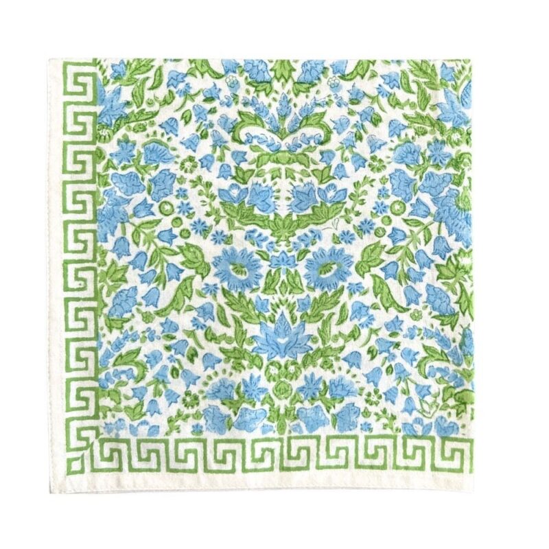 Larkspur & Bramble Napkin in Blue and Green, Set of 4 Flying Sheep Country
