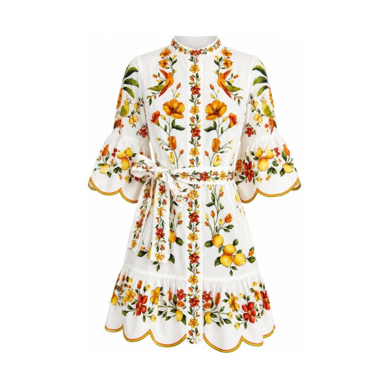 Lemon Bouquet Off White Mini Dress Farm Rio