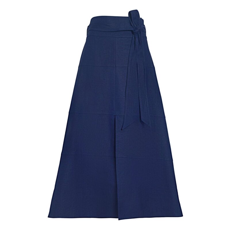 Linen Hudson Skirt in Maritime Blue Tanya Taylor