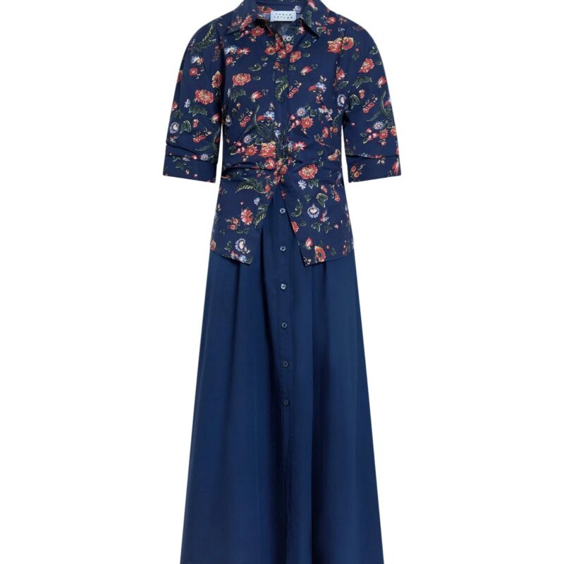 Long Sleeve Hannah Dress in Midnight Multi Tanya Taylor