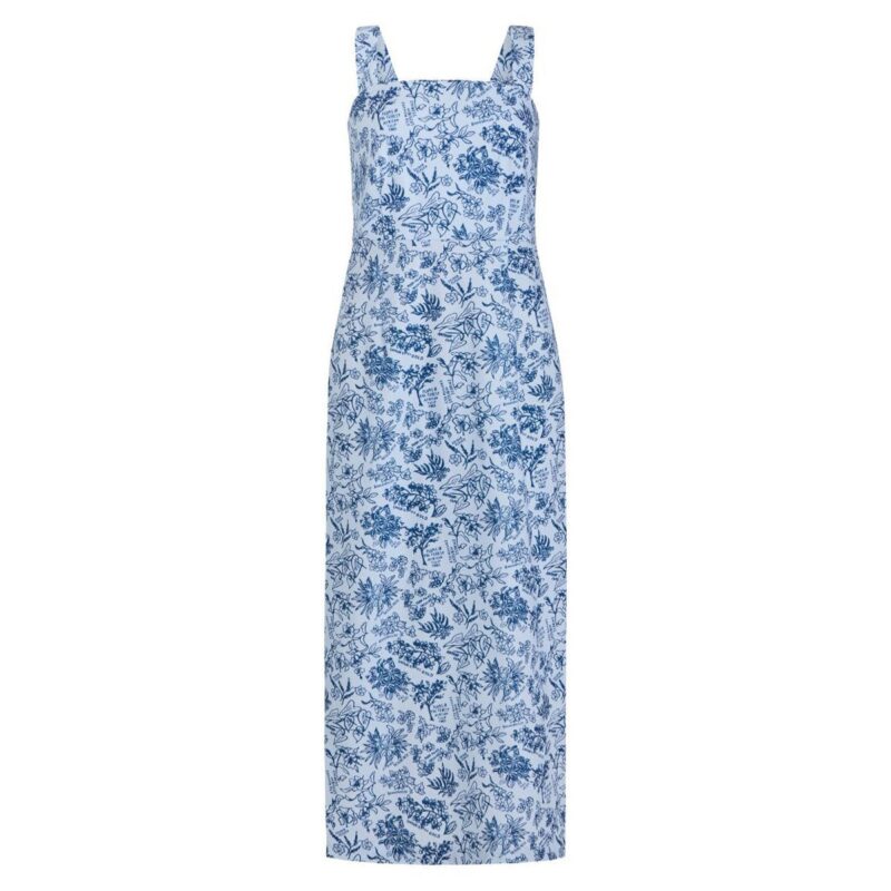 Long Slip Dress in Blue Flora Coco Shop