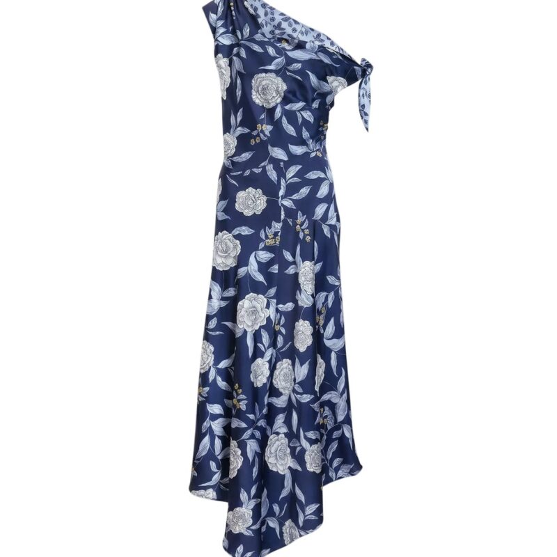 Loretta Dress in Maritime Blue Multi Floral Tanya Taylor
