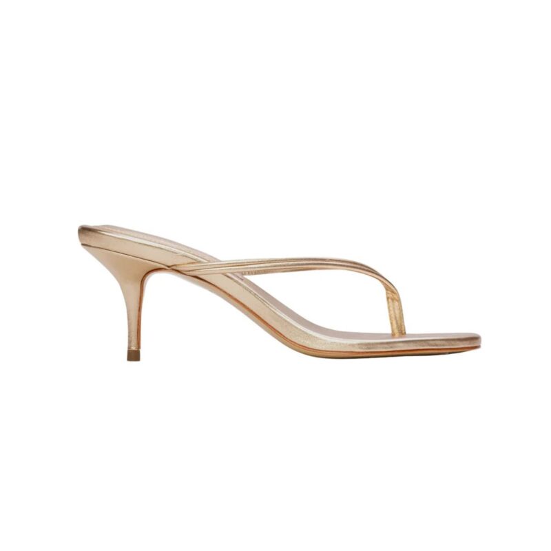 Marci 65 Mule in Gold Metallic Leather Black Suede Studio