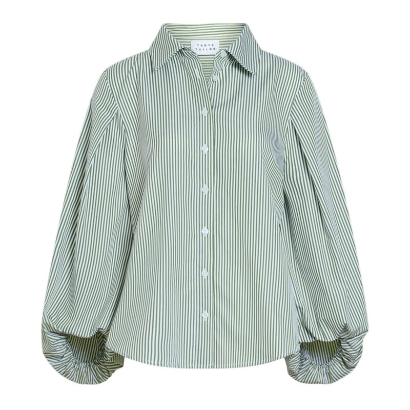 Marina Stripe Top in Sprout/Optic White Multi Tanya Taylor