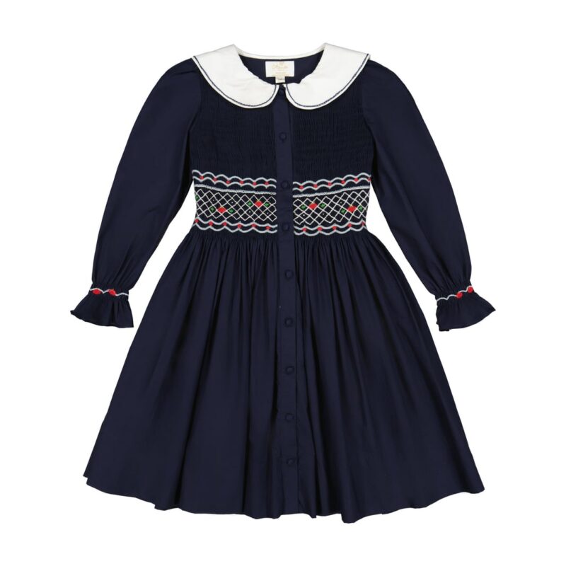 Marine Navy Smocked Dress Antoinette Paris