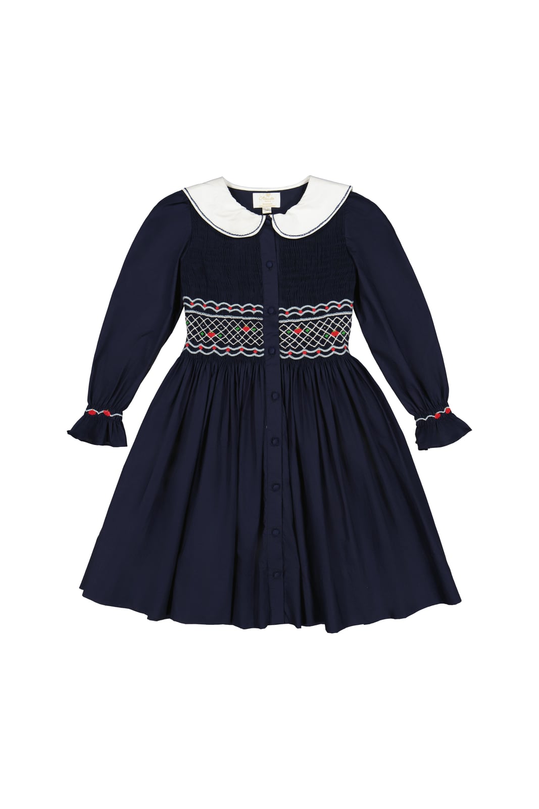 Marine Navy Smocked Dress Antoinette Paris
