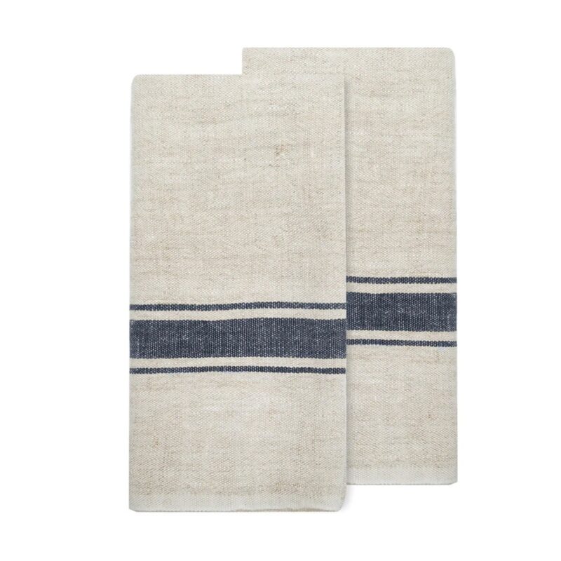 Marseille Tea Towels in Blue & Natural, Set of 2 Caravan