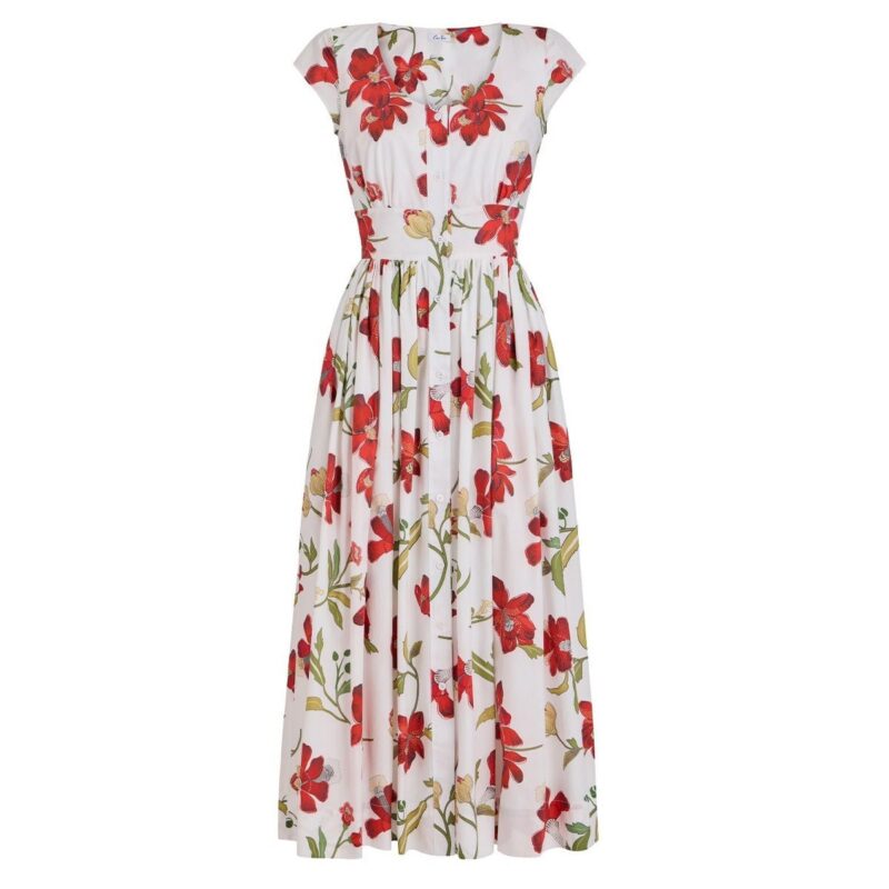 Mary Dress in Red Hibiscus Coco Shop