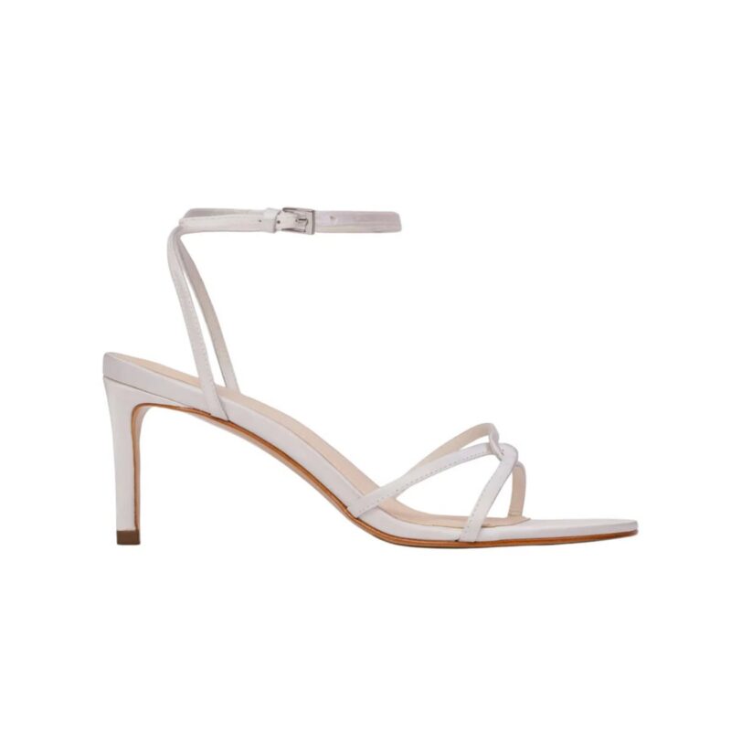 Miley 70 Sandal in White Satin Black Suede Studio