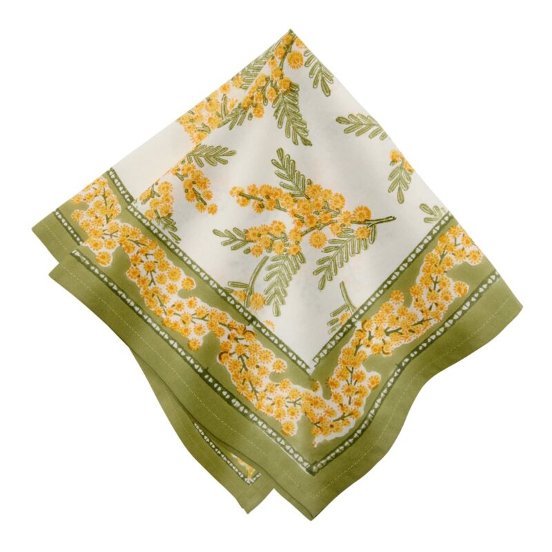 Mimosa Green & Yellow Napkins, Set of 6 Couleur Nature