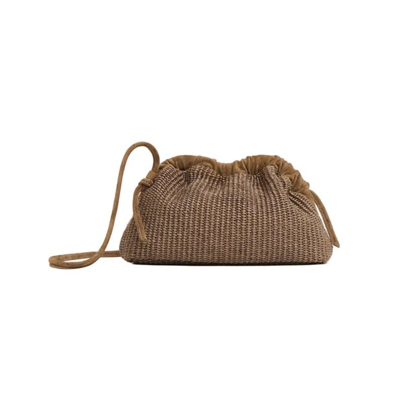 Mini Cloud Clutch in Anise Raffia and Anise Suede Mansur Gavriel