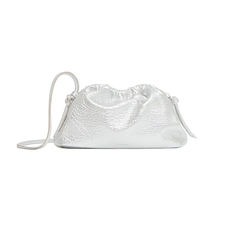 Mini Cloud Clutch in Tumbled Silver Mansur Gavriel
