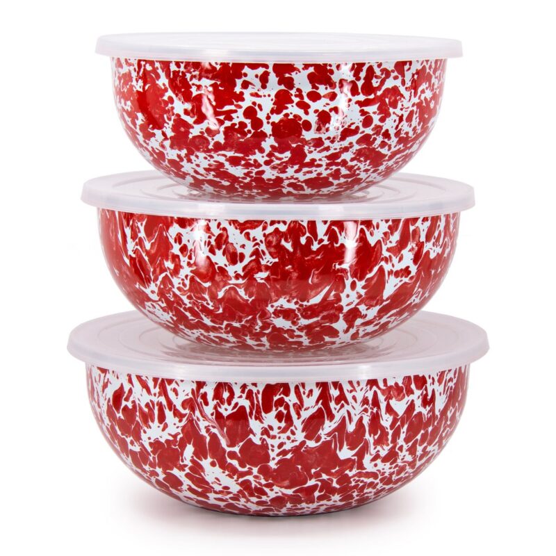 Mixing Bowls in Red Swirl Golden Rabbit