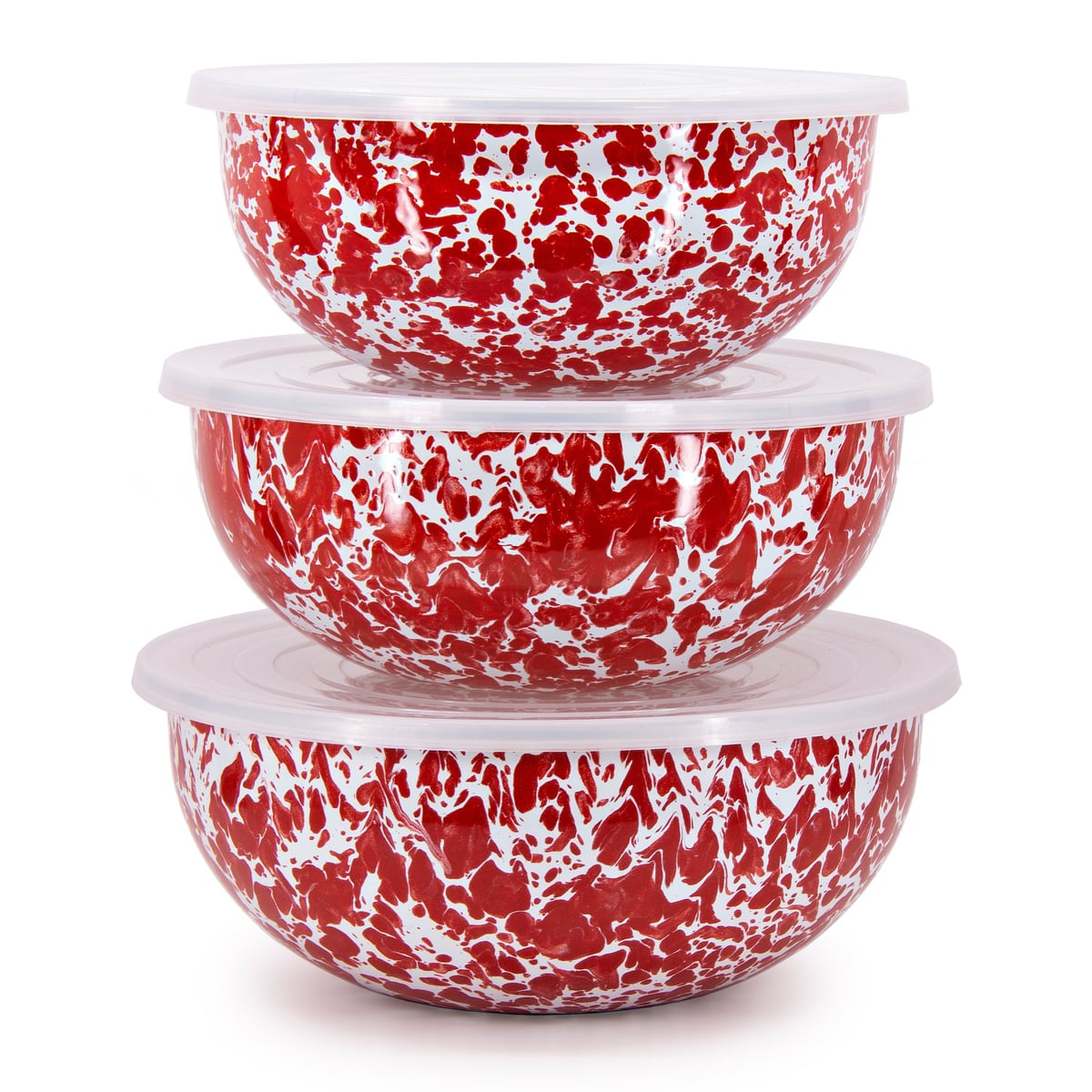 Mixing Bowls in Red Swirl Golden Rabbit