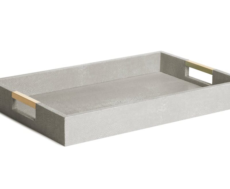 Modern Shagreen Desk Tray in Dove AERIN