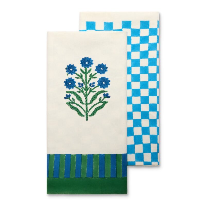 Monkey Blue & Green Tea Towels, Set of 2 Caravan
