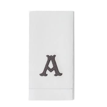 Monogram Nouveau Hand Towel in Gray on White Henry Handwork