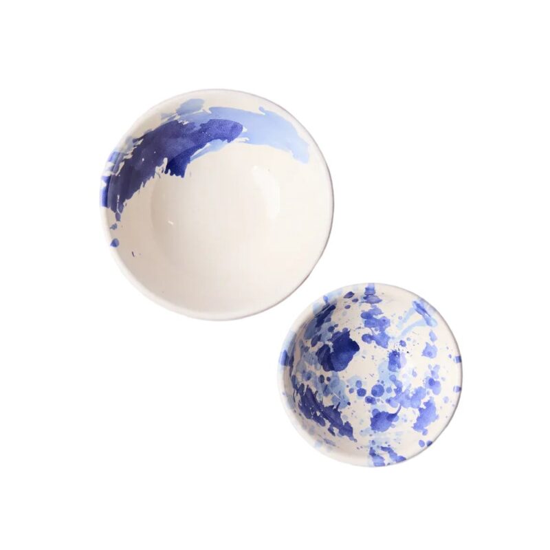Montegranaro Blue & White Splatterware Oil & Salt Dish Set il Buco Vita