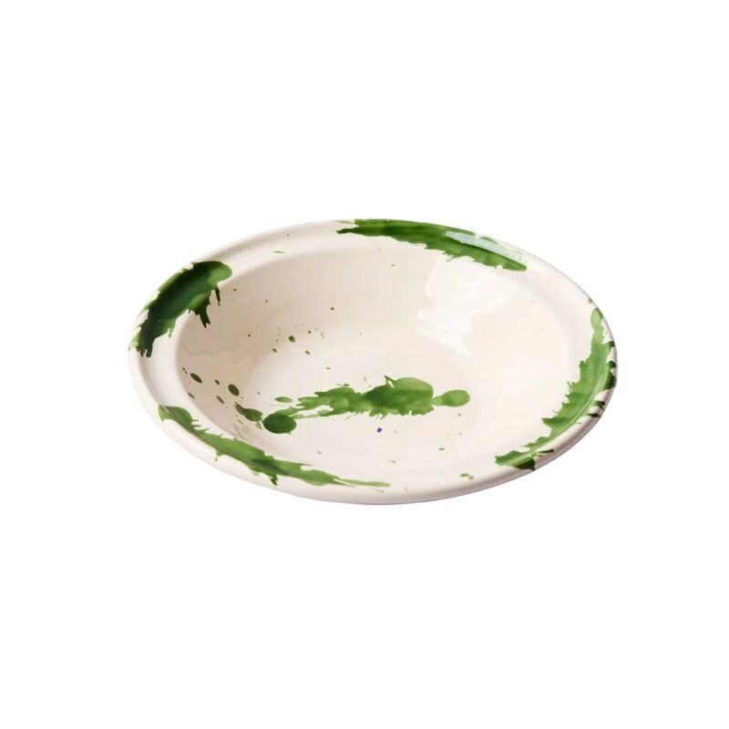 Montegranaro Green & White Extra Large Splatterware Serving Dish il Buco Vita