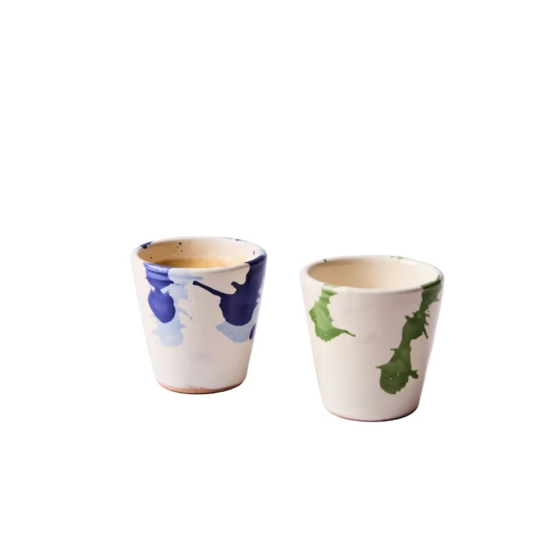 Montegranaro Green & White Splatterware Espresso/Shot Cup il Buco Vita