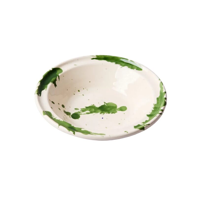 Montegranaro Green & White Splatterware Pasta Dish il Buco Vita