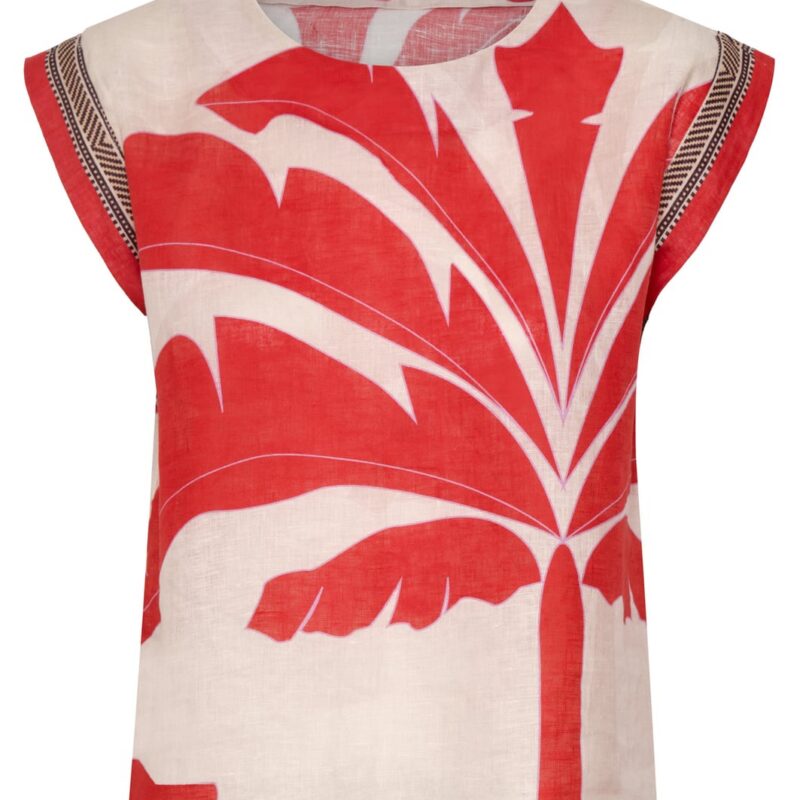 Montera Linen Top in Orange Palms Juan de Dios
