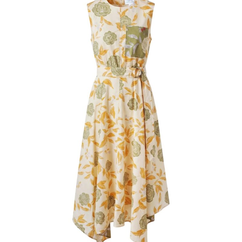 Myra Dress in Cream/Artichoke Multi Tanya Taylor