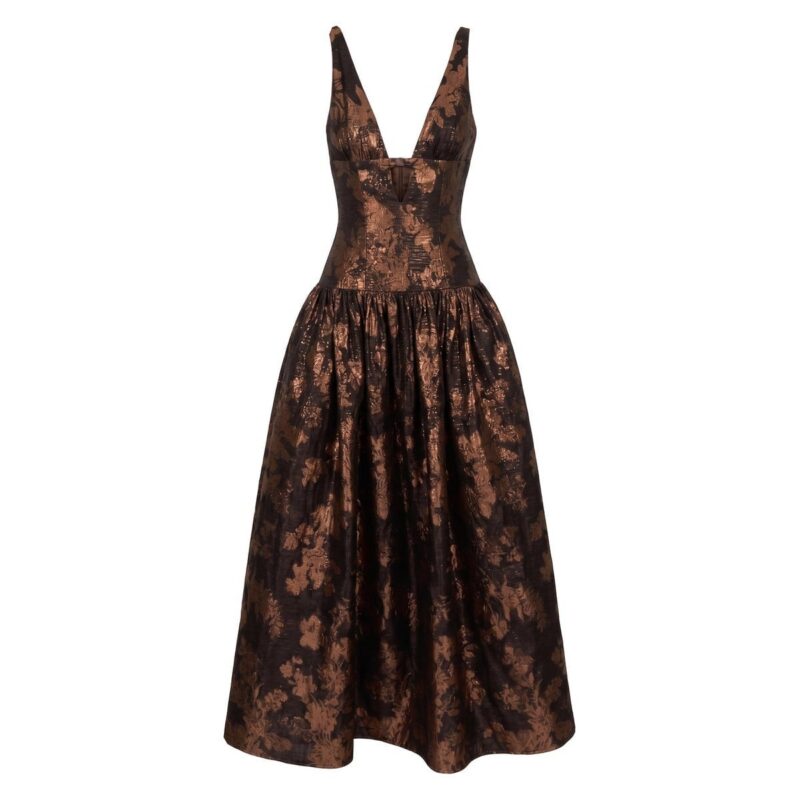 Nicolette Dress in Espresso Lame Alexandra Pijut